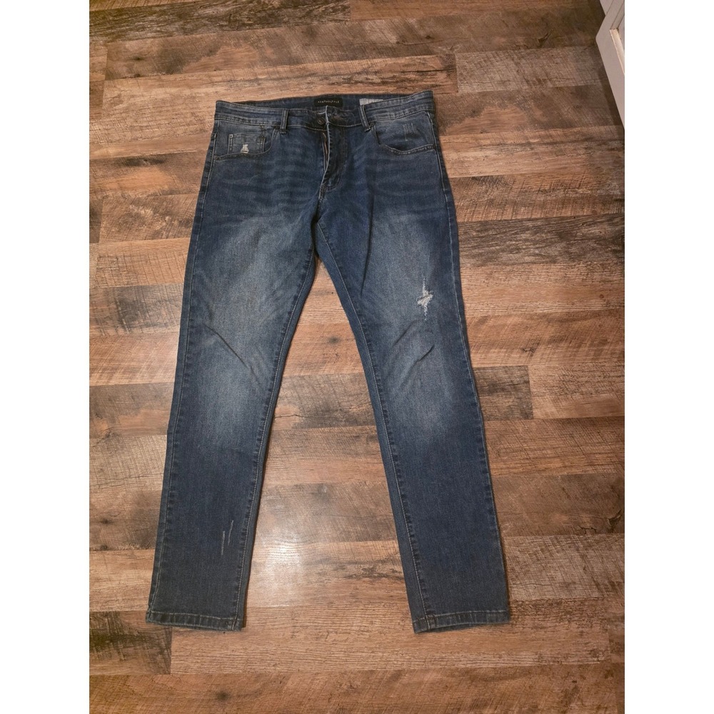 Aeropostale Mens Skinny Jeans Dark Wash Distressed Denim Pants 34x30